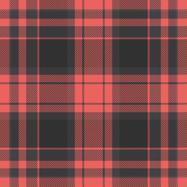 Renkli kumaş kontrolü, değişken desenli tartan dokusu. Gri ve kırmızı renk paletinde kaliteli arka plan tekstil dikişsiz vektörü.