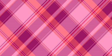 Koltuk dokusu desenli ekose, malzeme tekstil kontrol vektörü. Yerli tartan arkaplan kumaşı pembe ve kırmızı renk paletinde pürüzsüz.