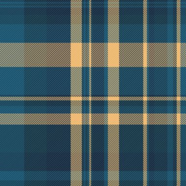 Tartan tekstil arka planının pürüzsüz kumaş vektörü, ekose desenini siyan ve koyu renklerle kontrol ediyor..