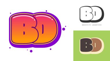 Festival ya da parti için BD logo tasarımı. Graffiti tarzında ilk harf b ve d. Yazı tipi tipografisinin yaratıcı modern harfleri. Çocukların trend logoti ya da kimliği.