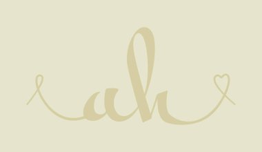 Düğün monogramının ilk el yazısı vektör illüstrasyonu. Sevgililer Günü posteri ve tebrik kartı için el yazısı ve logo tasarımı.