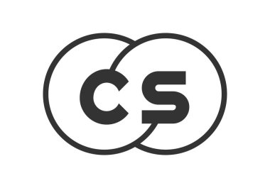 CS şirket amblemi, ana hatları yuvarlak ve C harfleri ile işaretlenmiş. Marka kimliği için birleştirilmiş iki dairenin logoti şablonu. Vektör Sonsuzluk sembolü