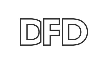 DFD logo tasarım şablonu güçlü ve modern kalın metinlerle. Basit ve minimal tipografi içeren ilk tabanlı vektör logosu. Moda şirket kimliği.