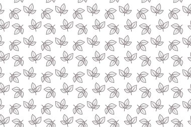 Beyaz arka planda çizilmiş yaprakların zarif, pürüzsüz deseni. Tekstil baskısı, duvar kağıdı, ambalaj kağıdı ya da web sitesi tasarımı için mükemmel. Temiz minimalist stil.