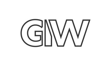 GIW logo tasarım şablonu güçlü ve modern kalın metinlerle. Basit ve minimal tipografi içeren ilk tabanlı vektör logosu. Moda şirket kimliği.