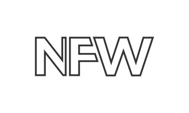 NFW logo tasarım şablonu güçlü ve modern kalın metinlerle. Basit ve minimal tipografi içeren ilk tabanlı vektör logosu. Moda şirket kimliği.