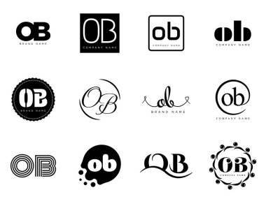 Jinekoloji logo şirketi şablonu. O ve B harfleri logoti. Tasarım elemanları ile farklı klasik serif harfleri ve modern kalın metin ayarla. İlk yazı tipi tipografisi.