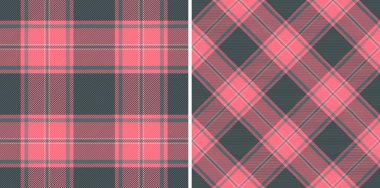 Pembe ve gri ekose desenler. Tekstil tasarımı, moda, giysi, ambalaj kağıdı ve web geçmişi için mükemmel. İki farklı ekose şekil çok yönlü tasarım seçenekleri sunar.