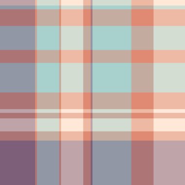 Doku kumaşı tartını, periyodik arkaplan kalıbını kontrol eder. Pastel ve kırmızı renk paletinde tekstil ekoseli vektör kontrolü.