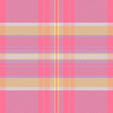 Oda ekoseli arka plan dokusu, minimalist vektör dikişsiz kumaş. Pastel ve kırmızı renk paletinde eşsiz tartan kontrol deseni.