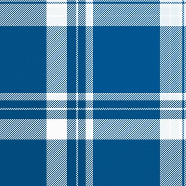 Süslü desenli arka plan kusursuz, romantik vektör tekstil tartan. Temel kumaş ekose dokusunu cyan ve beyaz renk paletinde kontrol et.