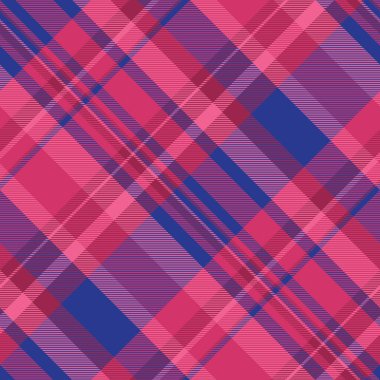 Pembe ve mavi renkli canlı geometrik tekstil deseni. Moda, web tasarımı ya da modern hisler gerektiren baskı projeleri için mükemmel. Kusursuz tekrarlama çok yönlülük ekler.