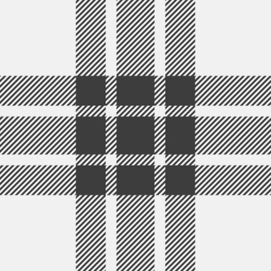 Kareli ekoseli tartan arka plan, tuval vektör kontrol kumaşı. Köpek dişi dokusu tekstil desenleri beyaz ve gri renk paletinde pürüzsüz.