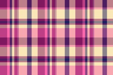 Renkli pastel pembe, mor ve krem rengi ekose desenli. Tekstil tasarımı, web siteleri, geçmişleri ve kırtasiye malzemeleri için mükemmel. Kusursuz tekrarlama dokusu zarafet ve incelik ekler..