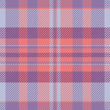 Seksi tekstil kontrol dokusu, ekose kumaş vektörü. Kırmızı ve pastel renk paleti ile koyu, pürüzsüz arkaplan dokusu.