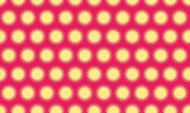 Pembe ve sarıya zıt dairesel motifleri tekrarlayan canlı geometrik desen.