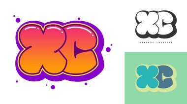 Festival ya da parti için XC logo tasarımı. Graffiti tarzında ilk harf x ve c. Yazı tipi tipografisinin yaratıcı modern harfleri. Çocukların trend logoti ya da kimliği.