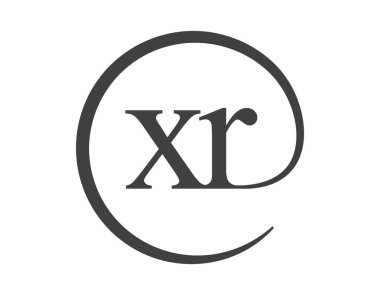 Daire şeklinde e-posta işareti tarzında iki harften XR logosu. İşletme şirketinin X ve R yuvarlak logosu
