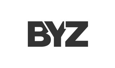 BYZ logo tasarım şablonu güçlü ve modern kalın metinlerle. Basit ve minimal tipografi içeren ilk tabanlı vektör logosu. Moda şirket kimliği.