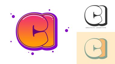 Festival ya da parti için CI logo tasarımı. C harfi ve ben graffiti tarzında. Yazı tipi tipografisinin yaratıcı modern harfleri. Çocukların trend logoti ya da kimliği.