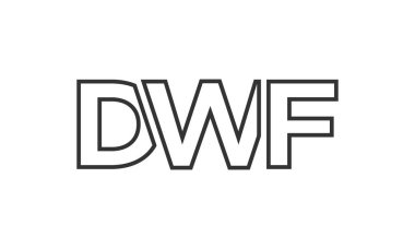 DWF logo tasarım şablonu güçlü ve modern kalın metin ile. Basit ve minimal tipografi içeren ilk tabanlı vektör logosu. Moda şirket kimliği.
