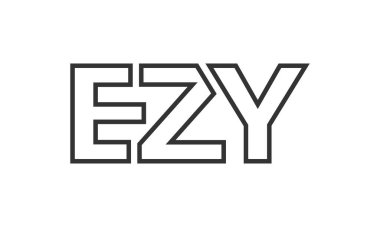 EZY logo tasarım şablonu güçlü ve modern kalın metinlerle. Basit ve minimal tipografi içeren ilk tabanlı vektör logosu. Moda şirket kimliği.