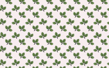 Yumuşak beyaz bir arka planda büyüleyici yeşil yapraklar içeren hoş, pürüzsüz bir desen..