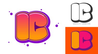 Festival ya da parti için IC logo tasarımı. İlk harf I ve C graffiti tarzında. Yazı tipi tipografisinin yaratıcı modern harfleri. Çocukların trend logoti ya da kimliği.