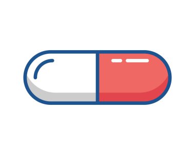 Kapsül hapının parlak, temiz vektör çizimi. Tıbbi web siteleri, sağlık uygulamaları, ilaç tasarımları ve sağlık bilgileri için mükemmel..