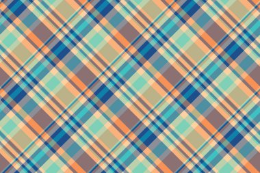 Tekstil desenli ekoseyi turuncu ve pastel renklerde dikişsiz kumaş desenli vektörle kontrol et.