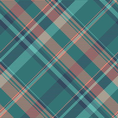 Stylish teal, coral, and navy diagonal plaid pattern.  Perfect for textile design, website backgrounds, or fashion projects. clipart