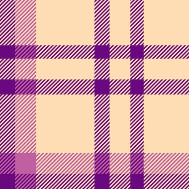 Sonsuz şablon kontrolü, boş, pürüzsüz kumaş tartan. Şeftali kabuğu ve mor renk paletinde şeftali desenli ekose tekstil taşıyacak.