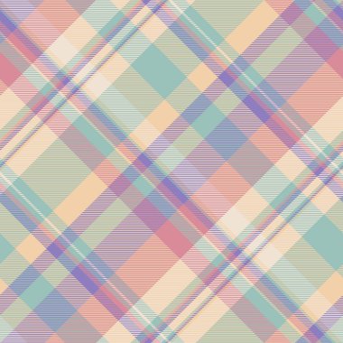 Tarafsız tekstil ekoseli, 1970 model vektörsüz. Soyut kumaş tartan arkaplan dokusu turuncu ve pastel renk paleti ile.