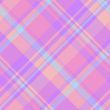 Ürün vektör tekstil kumaşı, akım tartan doku arka planı. Kıyafet ekoseli desensiz pembe ve mor renk paleti denetimi.