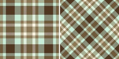İki zarif ekose desenli yumuşak kahverengi, nane yeşili ve kremalı. Tekstil tasarımı, moda, giyim, ev dekorasyonu ve koleksiyon kitabı projeleri için mükemmel..