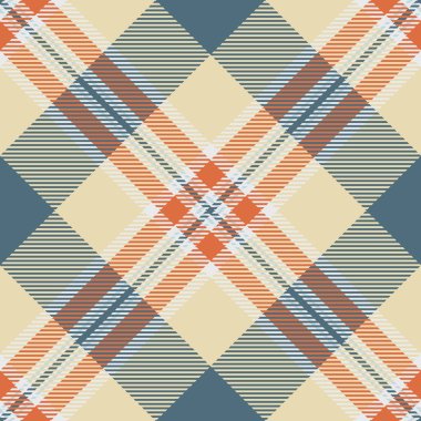 Çarpıcı geometrik ekose desenli turuncu, deniz mavisi ve bej rengi. Tekstil tasarımı, web sitesi geçmişi ya da modern kırtasiye için ideal. Kusursuz tekrarlama çok yönlü uygulamalar sunar.