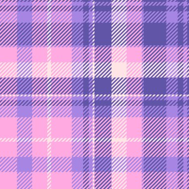 Zarif doku arka plan vektörü, gerçek, pürüzsüz tekstil deseni. Ekose kumaşı pembe ve çivit renk paleti ile kontrol et.