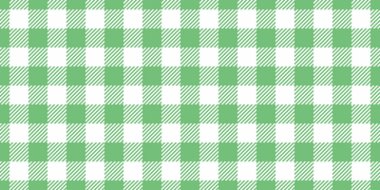Tarzsız arka plan deseni, dekorasyon kontrol kumaş vektörü. Yeşil ve beyaz renk paletinde tropik ekose desenli tartan tekstili.