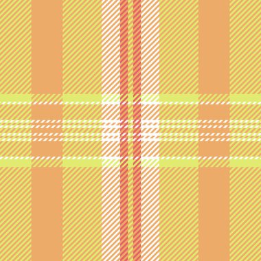 Canlı pastel ekose desenli. Sarı, turuncu ve beyaz köşegen çizgileri olan kusursuz bir doku. Tekstil tasarımı, web sitesi geçmişi veya moda illüstrasyonları için ideal.
