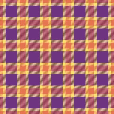 Canlı mor, turuncu ve sarı ekose desenli. Tekstil tasarımı, sonbahar projeleri ya da sahte temalı arka planlar için mükemmel. Bu kusursuz doku neşeli ve modern bir estetik sunuyor..