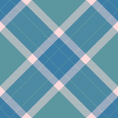 Tartan vektör arkaplanı çiziliyor, sakin kontrol kalıbı kumaşı. Romantik doku ekoseli tekstil. Cyan ve açık renk paletinde dikişsiz..