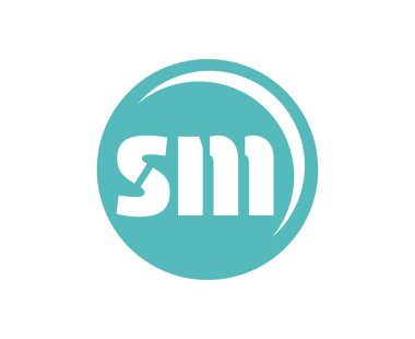 SM spor amblemi ya da takım logosu. Top dükkanı, spor şirketi, eğitim ve kulüp rozeti için S ve M harflerinin kombinasyonlu top logosu..
