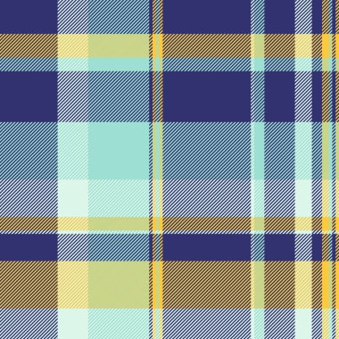 Deniz mavisi, sarı ve donanmada canlı ekose desenli. Tekstil tasarımı, web sitesi geçmişi veya moda projeleri için mükemmel.