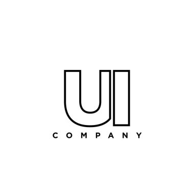 Moda harfi U ve ben, UI logo tasarım şablonu. Şirket kimliği için asgari monogram tabanlı logotype.