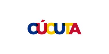 Cucuta in the Colombia emblem for print and web. Design features geometric style, vector illustration with bold typography in modern font. Graphic slogan lettering isolated on white background. clipart