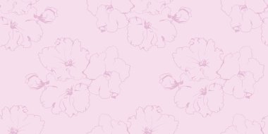 Zarif soluk pembe çiçek arkaplanı. Hassas çizgili sanat çiçekleri kusursuz bir desen oluşturur. Kadınsı markalar, düğün kırtasiyeleri veya tekstil tasarımları için mükemmel. Yumuşak ve sofistike estetik.