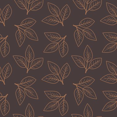 Koyu kahverengi arka planda zarif bir terracotta yaprağı deseni. Tekstil baskıları, duvar kağıtları, markalaşma ya da web sitesi tasarımı için mükemmel. Basit, minimalist tarzda doğal bir his..
