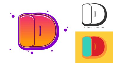 Festival ya da parti için kimlik logosu tasarımı. Graffiti tarzında ilk harf kimlik ve D. Yazı tipi tipografisinin yaratıcı modern harfleri. Çocukların trend logoti ya da kimliği.