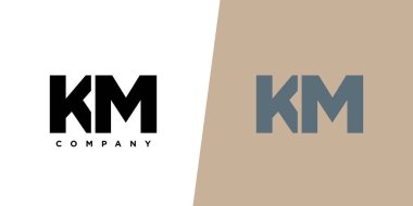 K ve M harfi, KM logo tasarım şablonu. İlk tabanlı asgari monogram logosu.