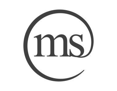 Daire şeklinde e-posta işareti tarzında iki harften MS logosu. M ve S, iş şirketinin yuvarlak logosu